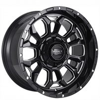 20" Impact Off-Road Wheels 901 Gloss Black with Milled Windows Rims