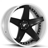 21" Staggered Forgiato Wheels Classico-ECL Satin Black Face with Gloss White Lip Forged Rims