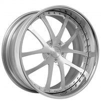 22" Staggered AC Forged Wheels ACF711 Brushed Silver with Chrome Lip Three Piece Rims 
