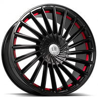 20" Luxxx Alloys Wheels Lux36 Gloss Black with Red Stripe Rims
