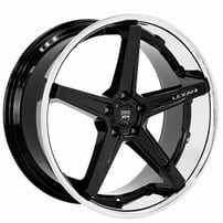 22" Lexani Wheels Savage Gloss Black with Chrome SS Lip Rims