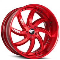 24" Staggered Forgiato Wheels Azioni Candy Red Forged Rims