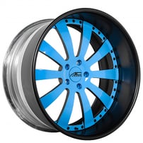 19" Staggered AC Forged Wheels ACF713 Custom Blue with Gloss Black Lip and Rivets Three Piece Rims 