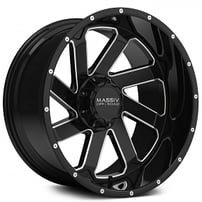 22" Massiv Off-Road Wheels OR4 Gloss Black with Milled Accents and Rivets Rims