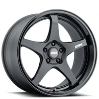 19" Staggered ESR Wheels AP5 Matte Black with Gloss Black Lip Rotary Forged Rims