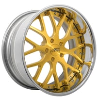 20" Staggered AC Forged Wheels ACF709 Brushed Gold Face with Chrome Lip Three Piece Rims