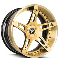 22" Staggered Forgiato Wheels Affilato-ECL Matte Gold with Black Inner Forged Rims