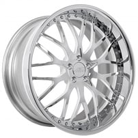 20" Staggered AC Forged Wheels ACF701 Chrome with White Window Three Piece Rims 