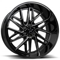 22" Luxxx HD Wheels LHD29 Gloss Black Milled Off-Road Rims