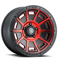17" ICON Alloys Wheels Victory Satin Black with Red Tint Off-Road Rims