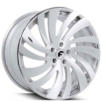 24" Staggered Forgiato Wheels Canale-ECL Brushed Silver with Chrome Lip Forged Rims
