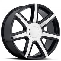 24" Cadillac Escalade Luxury Wheels FR 56 Black with Chrome Inserts OEM Replica Rims