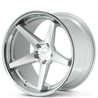 22" Staggered Ferrada Wheels FR3 Silver Machined with Chrome Lip Polaris Slingshot / 3-Wheeler Rims