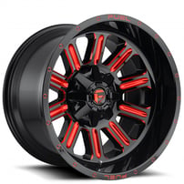 20" Fuel Wheels D621 Hardline Gloss Black with Candy Red Accent Off-Road Rims 