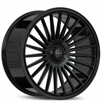 24" Koko Kuture Wheels Parlato Gloss Black Flow Formed Spindle Cap Rims