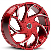 22x8.5" Ignite Wheels Inferno Candy Red Milled Tips Rims