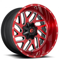 22" Fuel Wheels D691 Triton Brushed Candy Red Milled Off-Road Rims 