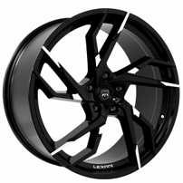 22" Staggered Lexani Wheels Alpha Gloss Black with Machined Tips Rims