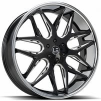 24" Luxxx Alloys Wheels Lux LE14 Gloss Black Milled with SS Lip Rims