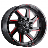 18" Luxxx HD Wheels LHD14 Gloss Black with Red Milled Off-Road Rims