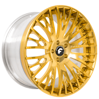 21x9/22x12" Forgiato Cravatta-ECL High-Polished Gold 3PC Forged Wheels (5x120, High-Offset)