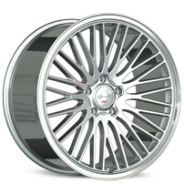 22" Staggered Gianelle Wheels Aria Gloss Silver with Polished Lip Flow Formed Rims