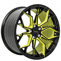 21" Stance Wheels SF10 Gloss Black with Custom Phoenix Yellow Accents Flow Formed Rims