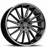 24" Luxxx Alloys Wheels Lux LE9 Gloss Black Milled with SS Lip Rims