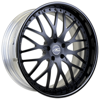 22x9/10.5" AC Forged ACF701 Matte Black Face with Gloss Black Lip and Rivets Three Piece Wheels (5x120/112/114, +30/44mm)