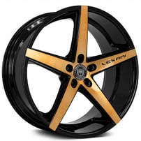 20" Staggered Lexani Wheels R-Four Black with Brushed Bronze Face Rims