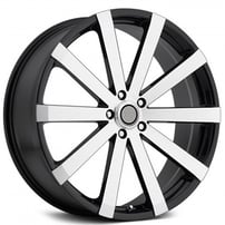 22" Elure Wheels 037-5 Black with Machined Face Rims