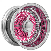 14x6" LA Wire Wheels Reverse 100-Spoke Straight Lace Chrome with Hot Pink Spoke Rims
