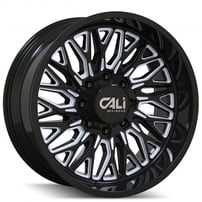 22" Cali Wheels 9118 Crusher Gloss Black with Milled Spokes Off-Road Rims