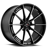 19" Staggered Savini Wheels SV-F1 Gloss Black with Double Dark Tint Flow Formed Rims