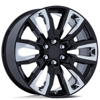 24" OE Creations Wheels PR225 Gloss Black with Chrome Accents Rims