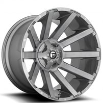 20" Fuel Wheels D714 Contra Platinum Brushed Gunmetal with Tinted Clear Crossover Rims