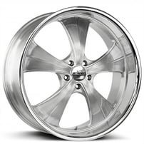 24" Strada Wheels Old Skool Brushed Silver Milled with SS Lip Rims