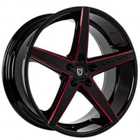 20" Lexani Wheels R-Four Gloss Black with Red Accents Rims 