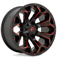 22" Fuel Wheels D787 Assault Matte Black Milled with Red Tint Crossover Rims