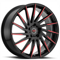 20" Revolution Racing Wheels R15 Black with Red Tips Rims