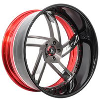 24" Artis Forged Wheels Vestavia Stone Grey 2-Tone Face with Gloss Black Lip and Red Accent Center Cap Rims
