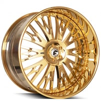 19" Staggered Forgiato Wheels Cravatta Full Gold Forged Rims