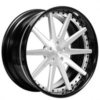 19" Staggered AC Forged Wheels ACF704 Brushed Face with Black Lip Three Piece Rims