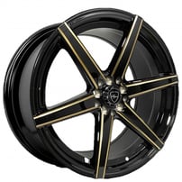 18" Elegant Wheels E002 Gloss Black with Candy Bronze Milled Rims