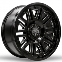 17" Thret Off-Road Wheels 701 Storm Gloss Black Milled Crossover Rims 