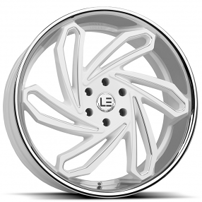 24" Luxxx Alloys Wheels Lux LE10 Gloss White Milled with SS Lip Rims