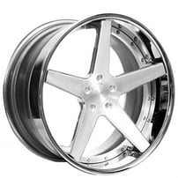 20" Staggered AC Forged Wheels ACF705 Brushed Face with Chrome Lip Three Piece Rims