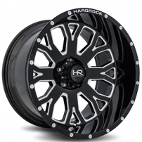 24" Hardrock Wheels H504 Slammer Xposed Gloss Black Milled Off-Road Rims