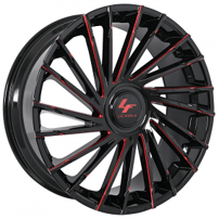 26" Lexani Wheels Wraith-XL Custom Gloss Black with Red Milled Rims 