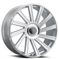 24" Staggered Blaque Diamond Wheels BD-40 Silver Machined Floating Cap Rims